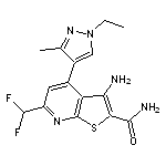 3-amino-6-(difluoromethyl)-4-(1-ethyl-3-methyl-1H-pyrazol-4-yl)thieno[2,3-b]pyridine-2-carboxamide