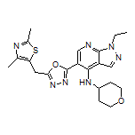 5-[5-[(2,4-Dimethylthiazol-5-yl)methyl]-1,3,4-oxadiazol-2-yl]-1-ethyl-N-(tetrahydro-2H-pyran-4-yl)-1H-pyrazolo[3,4-b]pyridin-4-amine