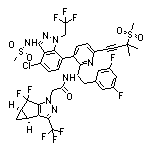N-[(S)-1-[3-[4-Chloro-3-(methylsulfonamido)-1-(2,2,2-trifluoroethyl)-7-indazolyl]-6-[3-methyl-3-(methylsulfonyl)-1-butynyl]-2-pyridyl]-2-(3,5-difluorophenyl)ethyl]-2-[(3bS,4aR)-5,5-difluoro-3-(trifluoromethyl)-3b,4,4a,5-tetrahydro-1-cyclopropa[3,4]cyclopenta[1,2-c]pyrazolyl]acetamide