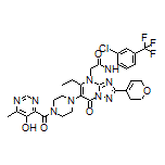 N[2-Chloro-4-(trifluoromethyl)phenyl]-2-[2-(3,6-dihydro-2H-pyran-4-yl)-5-ethyl-6-[4-(5-hydroxy-6-methylpyrimidine-4-carbonyl)piperazin-1-yl]-7-oxo-[1,2,4]triazolo[1,5-a]pyrimidin-4(7H)-yl]acetamide