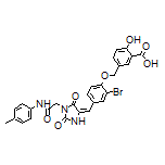 (E)-5-[[2-Bromo-4-[[2,5-dioxo-1-[2-oxo-2-(p-tolylamino)ethyl]imidazolidin-4-ylidene]methyl]phenoxy]methyl]-2-hydroxybenzoic Acid