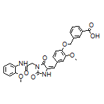 (E)-3-[[2-Methoxy-4-[[1-[2-[(2-methoxyphenyl)amino]-2-oxoethyl]-2,5-dioxoimidazolidin-4-ylidene]methyl]phenoxy]methyl]benzoic Acid