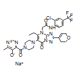 Sodium 4-[4-[4-[2-[[2-Chloro-4-(trifluoromethyl)phenyl]amino]-2-oxoethyl]-2-(3,6-dihydro-2H-pyran-4-yl)-5-ethyl-7-oxo-4,7-dihydro-[1,2,4]triazolo[1,5-a]pyrimidin-6-yl]piperazine-1-carbonyl]-6-methylpyrimidin-5-olate