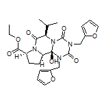 Ethyl (6R,9S,11aR,11bR)-1,3-Bis(furan-2-ylmethyl)-11b-hydroxy-6-isopropyl-2,4,7-trioxodecahydro-1H-pyrrolo[2’,1’:3,4]pyrazino[1,2-a][1,3,5]triazine-9-carboxylate