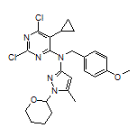 2,6-Dichloro-5-cyclopropyl-N-(4-methoxybenzyl)-N-[5-methyl-1-(tetrahydro-2H-pyran-2-yl)-1H-pyrazol-3-yl]pyrimidin-4-amine