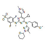 5-Cyclopropyl-N2-[2,6-difluoro-4-(methylsulfonyl)phenyl]-N4-(4-methoxybenzyl)-N2-methyl-N4-[5-methyl-1-(tetrahydro-2H-pyran-2-yl)-1H-pyrazol-3-yl]-6-(1-methyl-1H-imidazol-4-yl)pyrimidine-2,4-diamine