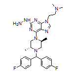 2-[6-[(2S,5R)-4-[Bis(4-fluorophenyl)methyl]-2,5-dimethylpiperazin-1-yl]-2-hydrazinyl-9H-purin-9-yl]-N,N-dimethylethan-1-amine