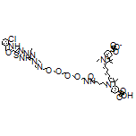 2-[(1E,3E,5E)-5-[1-[1-[4-[6-[[5-[(2-Chloro-6-methylphenyl)carbamoyl]thiazol-2-yl]amino]-2-methylpyrimidin-4-yl]piperazin-1-yl]-16-oxo-3,6,9,12-tetraoxa-15-azahenicosan-21-yl]-3,3-dimethyl-5-sulfoindolin-2-ylidene]penta-1,3-dien-1-yl]-1-ethyl-3,3-dimethyl-